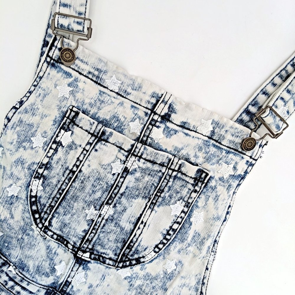 NWT Machine Light Acid Wash Distressed Overalls - Picture 3 of 6